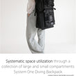 Laden Sie das Bild in den Galerie-Viewer, Double K System One Diving Backpack worn as freediving gear backpack
